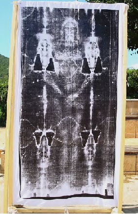 Image from the exhibit of the Shroud of Turin